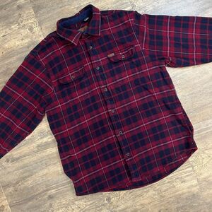 Orvis Shacket Shirt‎ Jacket Men Size Large Button Up Heavy Flannel Plaid Pockets